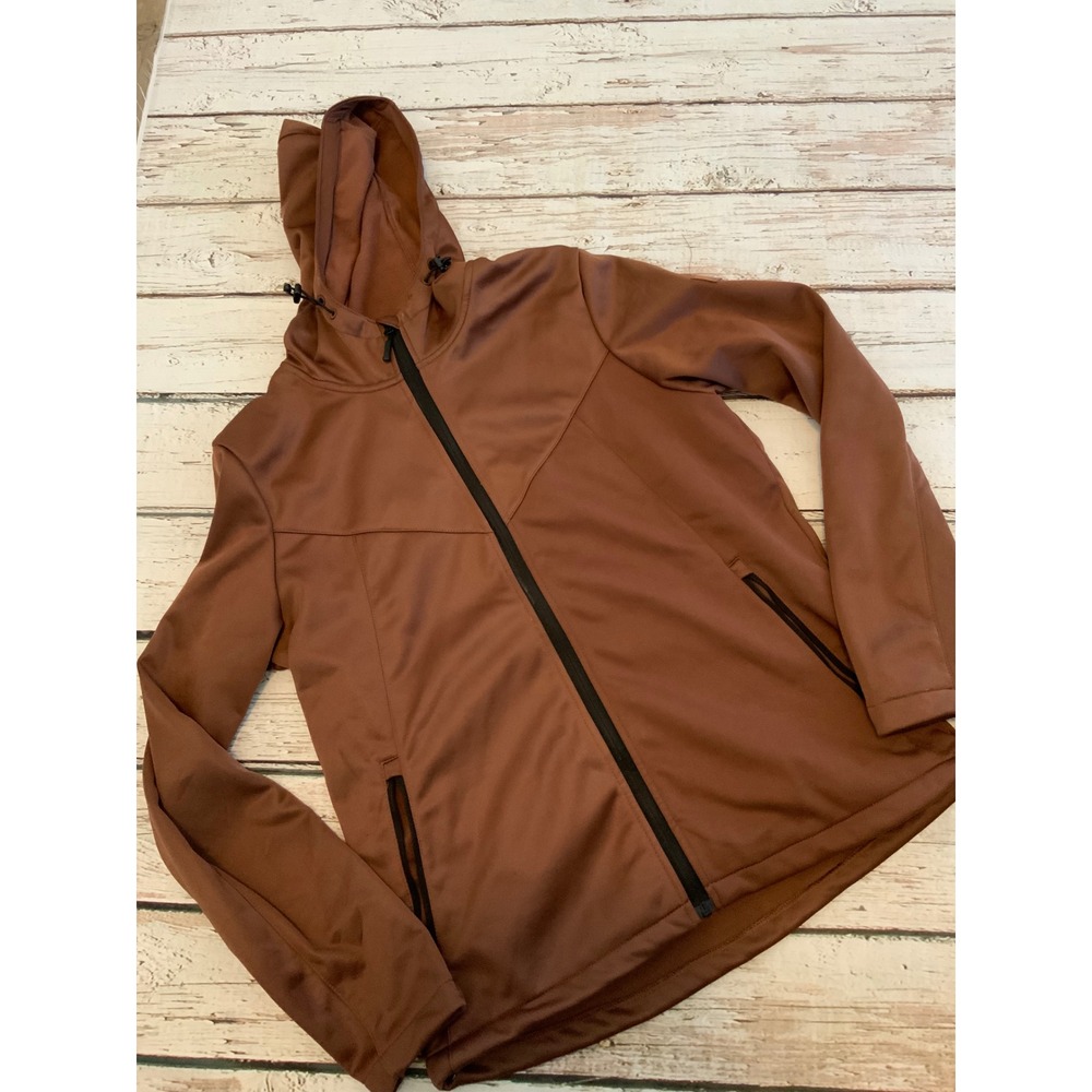 Crivit MNT Challenge Mens‎ Brown Fleece Lined Full Zip Hooded Jacket Size Medium